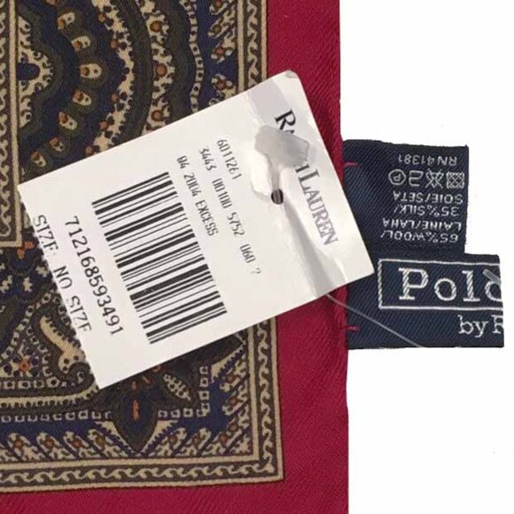 NEW VINTAGE 2000's Ralph Lauren Pocket Square!  Dark Red  Wool & Silk  Italy - Picture 2 of 2